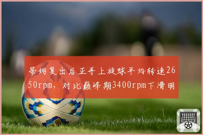 蒂姆复出后正手上旋球平均转速2650rpm，对比巅峰期3400rpm下滑明显